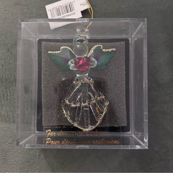 Vintage 3” spun glass ornament - ANGEL HOLDING A HEART - Picture 2 of 4